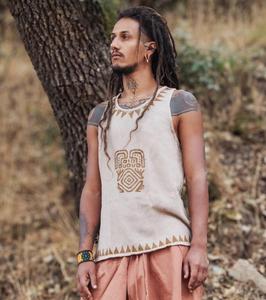 Débardeur en coton imprimé à la main pour homme, style bohème, durable, sans manches, idéal pour les festivals d'été, tissu léger et respirant - Product Image 1