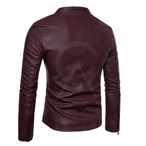 Veste en cuir d'hiver pour homme de qualité supérieure, personnalisable, avec col montant et logo frontal, vêtement d'extérieur écologique et respirant - Product Image 3