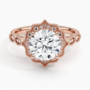 Cadenza Halo Moissanite Three Stone Engagement Ring with Brilliant Cut 925 Silver 14K Gold Plated Prong Setting GRA Certified - Product Image 3