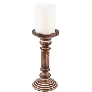 Porte-bougie en bois de style farmhouse, support décoratif pour bougie, pour décoration intérieure rustique - Product Image 2