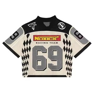 Custom Made Graphic Oversized Jersey <b>T</b>-<b>shirt</b> Streetwear <b>Polyester</b> Mesh Boxy Cropped American Football Jersey - Product Image 1