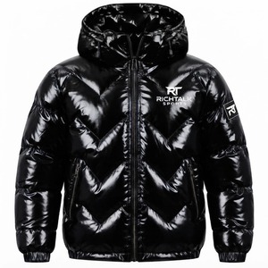 Unisex <b>White</b> Hooded Puffer Jacket Breathable PU Fabric Polyester/Cotton Windproof Standard <b>Winter</b> <b>Coat</b> Regular Fit Zipper - Product Image 3
