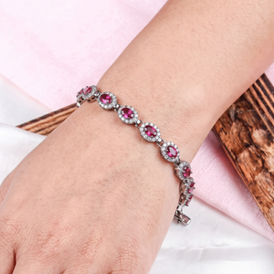 Buy High Quality Natural Pink Topaz Cubic Zircon Gemstone 925 Sterling Silver Women's <b>Bracelet</b> Handmade Designer Jewelry Gift - Product Image 6