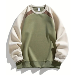 Sweat-shirt à manches raglan surdimensionné pour homme, col rond, couleur unie, pull décontracté en coton French Terry, vêtements d'automne - Product Image 1