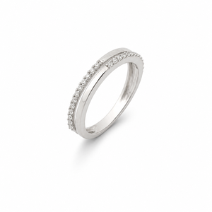 Bague double bande pour femme en argent sterling 925 avec zircon cubique pavé, design minimaliste empilable, finition polie, pour usage quotidien - Product Image 2