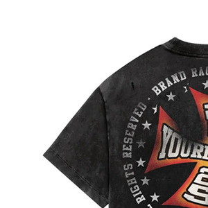 Men's Regular Fit Black <b>T</b>-<b>Shirt</b> Short Sleeve Turtleneck <b>Silk</b> Screen Printed Logo Front Jersey 100% Cotton Formal - Product Image 3