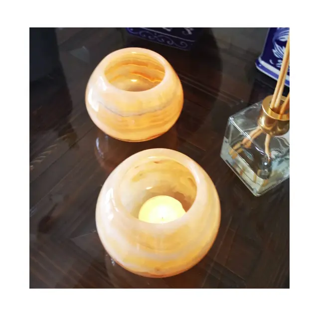 Hot Selling Thinly Grinded Tea Light Onyx Candle Holder In Cheap Price