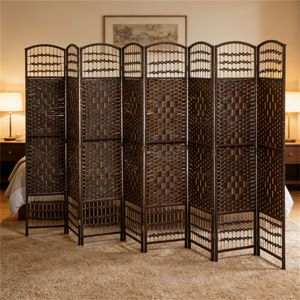 Paravento Pieghevole a 8 Ante Marrone, Divisorio per Ufficio con Funzioni di Privacy - Product Image 1