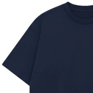 Men Oversized Navy Blue T Shirt Short Sleeve Crew Neck Cotton Casual Streetwear Top <b>Small</b> <b>Chest</b> Logo Summer Tee - Product Image 3