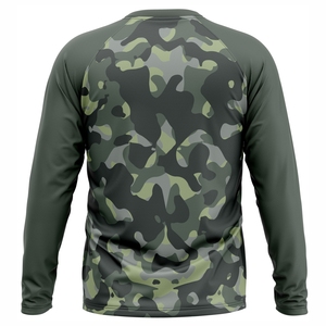 Custom Men's Long Sleeve Camouflage Gym T-Shirt Quick Dry Breathable Athletic Fitness Training Sportswear <b>Camo</b> Running <b>Top</b> - Product Image 2