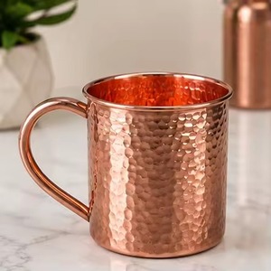 18oz Moscow Mule <b>Mugs</b> <b>Large</b> Hammered Copper Plating Cups Copper <b>Mugs</b> Moscow Mule With Brass Handle for Chilled Drinks - Product Image 3