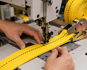 Sangle à cliquet en polyester jaune de 25 mm avec crochets métalliques à adhérence renforcée pour une sécurité maximale, haute résistance, Provina - Product Image 3