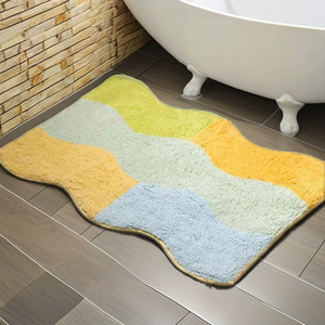 เสื่ออาบน้ำผ้าฝ้ายทอมือสไตล์โมเดิร์นคุณภาพระดับพรีเมียมลายเรขาคณิตความหนา6มม. สามารถซักได้สำหรับบ้าน - Product Image 3