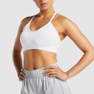 Soutien-gorge léger sans coutures dos nageur col ras du cou respirant bleu marine uni imprimé léopard pour le yoga et les activités sportives - Product Image 3