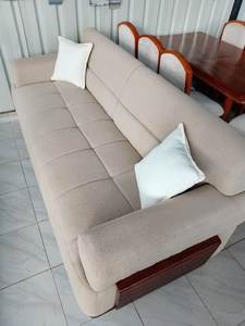 Sofá Moderno de Lujo en Madera de Teca, Sofá Minimalista Tapizado para Sala de Estar, Muebles para Hotel o Villa - Product Image 4