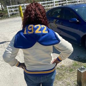 Royal Blue Gold SGRho Prep Hoodie <b>Long</b> Sleeve Pullover Greek Letter Hooded <b>Sweatshirt</b> Sorority Varsity Style Casual Fleece - Product Image 2