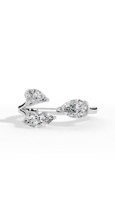 Bague en or 10K avec trois pierres, diamants de laboratoire taille poire et taille marquise, vente en gros, fabricant et fournisseur de bijoux fins OEM - Product Image 3