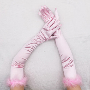 Guantes Largos Elegantes de Mujer con Parches de Plumas de Avestruz, Guantes Vintage para Primavera/Verano, Protección Solar, Conducción y Fotografía - Product Image 1