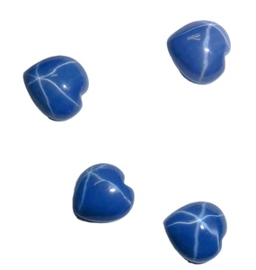 Saphir bleu étoilé en forme de cœur 10x10 mm 4,5 carats, cabochon poli créé en laboratoire avec effet étoile à 6 branches pour la fabrication de bijoux - Product Image 1