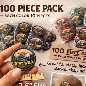 Patch brodé Stay Wild de 2,5 pouces avec motif décoratif, lot de 10 couleurs, 100 pièces, parfait pour les chapeaux, les vestes, les sacs, les travaux manuels - Product Image 1