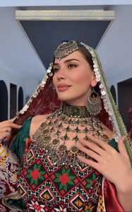 Emerald Green Afghan Kuchi <b>Dress</b> Pashtun Bridal Frock Coin Work Traditional Long Sleeve Knee-Length Eco-Friendly Casual - Product Image 5