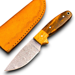 Damascus Steel 8" OEM Drop Point Razor <b>Sharp</b> Skinner <b>Knife</b> Rosewood Leather Sheath Outdoor Carry Survival Self Defence <b>Knife</b> - Product Image 1
