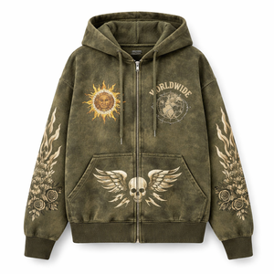 Sweat à capuche zippé délavé à l'acide personnalisé pour hommes et femmes - Fournisseur direct fabricant OEM avec faible MOQ - Product Image 1