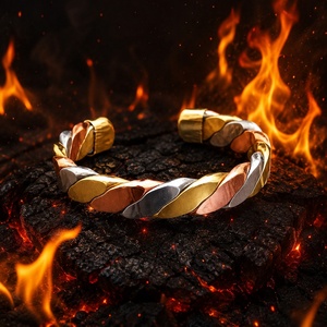 Premium Handmade <b>Copper</b> Brass Aluminium Twisted Open Cuff <b>Bracelet</b> Adjustable Unisex Fashion Jewelry Custom OEM/ODM SMARK - Product Image 2