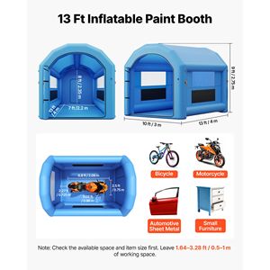 Cabine de peinture gonflable 5M (13x10x9 pieds) portable avec souffleur 750W et grand filtre en coton - Product Image 2