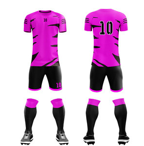 Pink Black Sublimated <b>Soccer</b> Jersey Shorts Socks Set Men's 100 Polyester Moisture Wicking All Seasons Adult Unisex - Product Image 1