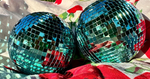 Teal Blue Mirror <b>Disco</b> <b>Ball</b> Ornament Custom Tiled Holiday Christmas Party Decoration Retro Glam Table Centerpiece Reflective - Product Image 6