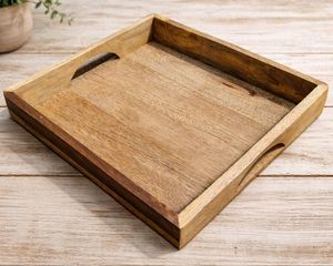 Bandeja de Servir Rústica de Madera Hecha a Mano con Asas para Té, Café, Desayuno, Decoración del Hogar, Regalo - Product Image 5