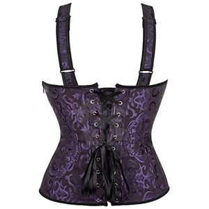 แขนกุดใต้วงอก Steelboned ผู้หญิงที่ขายดีที่สุดซาติน Bustier ผ้ารัดตัวซาตินสีดํารัดตัว - Product Image 3