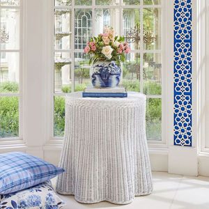 Tabouret en rotin d'artisanat vietnamien, table d'appoint festonnée en osier naturel pour salon, chambre à coucher, meubles de décoration intérieure - Product Image 5