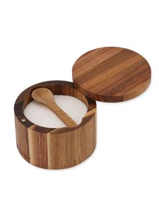 Juego de 1 Recipiente para Sal y Pimienta con Cucharas de Madera, Apto para Lavavajillas, Ecológico, para la Cocina del Hogar, Juego de Madera para la Encimera - Product Image 2