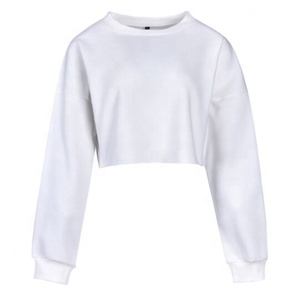 Señoras Casual Temporada de invierno Crop Top Sudadera con capucha 100% Algodón Longitud corta Cuello con capucha Mujeres Casual Sudaderas con capucha - Product Image 3
