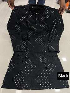 Kurta de Seda Banglori con Trabajo de Espejos para Hombre, con Pijama, de la Mejor Calidad, para Bodas y Fiestas Casuales - Product Image 6