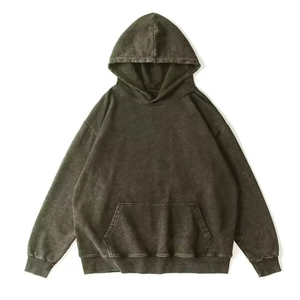 Sweat-shirts en coton épais 350 grammes pour hommes, style délavé, surdimensionnés, effet vieilli, avec impression en relief, vente en gros - Product Image 3