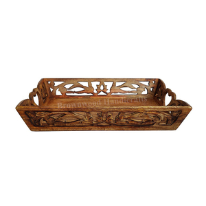 Bandeja de Servir Rectangular de Madera Natural 100% Hecha a Mano, Diseño Único y Calidad Premium para Restaurantes y Hoteles - Product Image 1