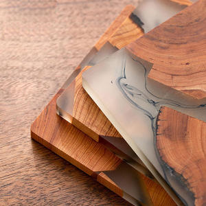 Sous-verre créatif écologique en bois et résine de pin, carré, anti-brûlure, isolant, motif animalier et paysager - Product Image 5