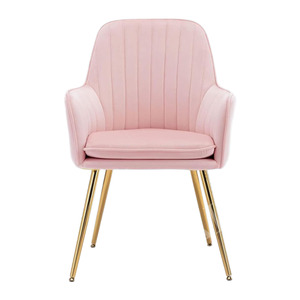 Fauteuil de salon en velours de style minimaliste nordique, avec pieds dorés, design scandinave, couleur rose - Product Image 2
