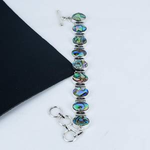 Bracelet en coquille d'ormeau naturelle, pierre précieuse grenat rouge, fait main, bijoux en argent sterling 925, cadeau pour elle - Product Image 3