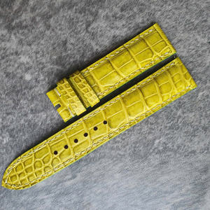 High-end Alligator <b>Band</b> Handmade Luxury Leather <b>Watch</b> <b>Bands</b> Blue Leather <b>Watch</b> Strap with Stitching - Product Image 4