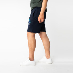 Shorts pour hommes à imprimé loup, taille mi-haute, style décontracté, en coton, logo avant imprimé, respirant, tricoté - Product Image 4