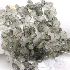 Cuentas de rutilo negro natural talladas a mano, cuentas de piedras preciosas talladas a mano, cuentas de rutilo negro perforadas lateralmente para la fabricación de joyas, 9-10 mm - Product Image 6