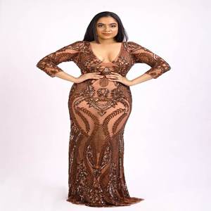 Women's Modern Mermaid Gown Floor-Length Evening Dress with Embroidery & Hand-Sewn <b>Sequins</b> | Party Wedding Wear | Made in India - Product Image 3