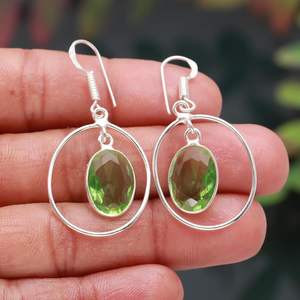 Boucles d'oreilles en améthyste verte, argent sterling 925, pierre précieuse naturelle, bijoux faits à la main pour femmes, vente en gros - Product Image 4