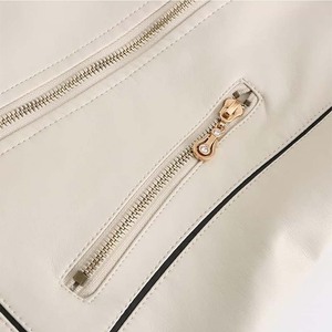 Blouson moto femme en similicuir, grande taille, respirant, manches amovibles, couleur unie, mode hiver - Product Image 5