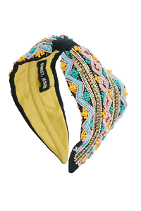 Serre-têtes brodés à la main avec perles de rocaille, design feuille personnalisé, fabriqués en Inde, avec perles de verre brodées - Product Image 6