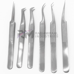 แหนบต่อขนตา RMI รุ่นใหม่แบบปรับแต่งได้ สีเงินด้าน สแตนเลสสตีล ปลายเรียบ ขนาด 14 ซม./12 ซม. สำหรับต่อขนตา - Product Image 2